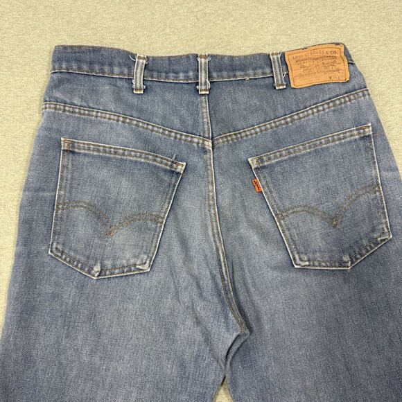 Levis 517 Vintage 70s Pristine USA Orange Tab Bootcut Flare Blue Jeans 34x34 - Picture 6 of 11